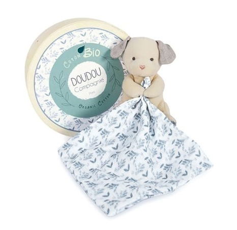 Doudou Geschenkset - Plüschhund mit Decke aus Bio-Baumwolle 15 cm