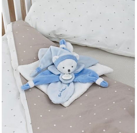 Doudou Dárková sada - plyšový usínáček modrý medvídek 24 cm