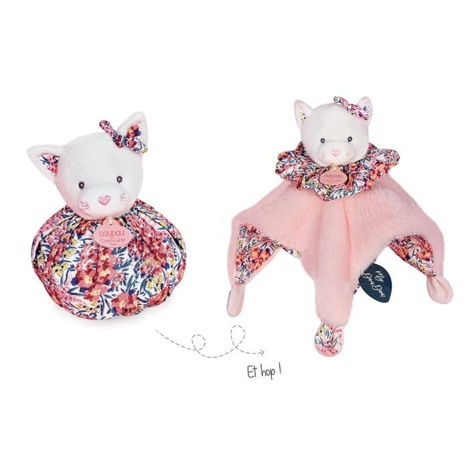 Doudou Schläfrige Katze rosa 3in1