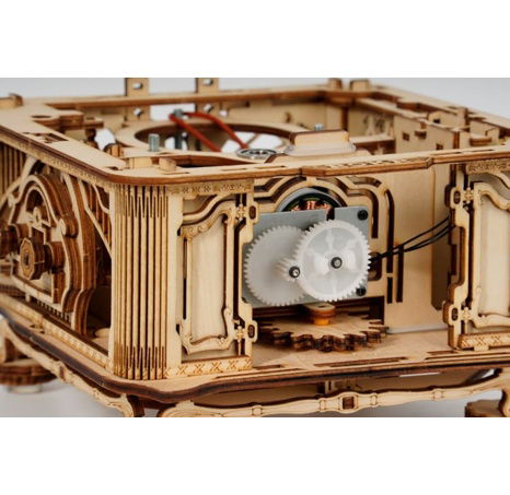 RoboTime 3D dřevěné mechanické puzzle Gramofon (elektrický pohon)