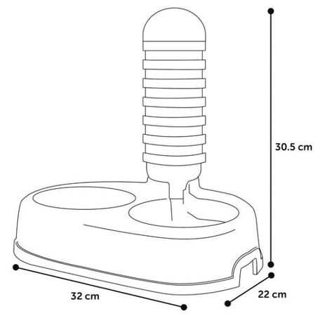 Flamingo Miska plastová šedá s napáječkou 850ml