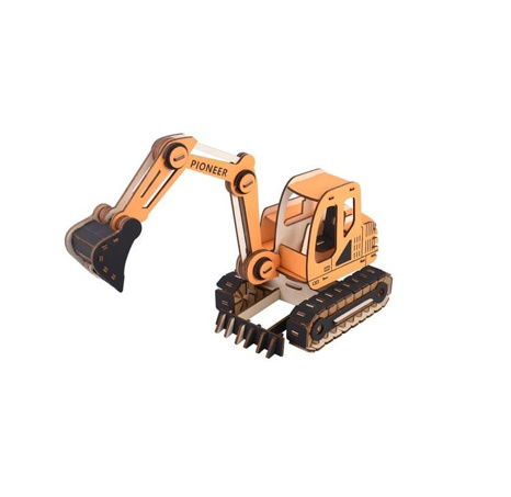 Woodcraft Holz 3D Puzzle Bagger orange