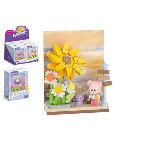 Stavebnice mini KOCO Květinová scenérie plast 6 druhů v krabičce 10x14x6cm 6ks v boxu