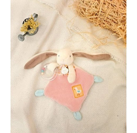 Doudou Dárková sada růžová Králíček Ciboulette s chrastítkem 21 cm
