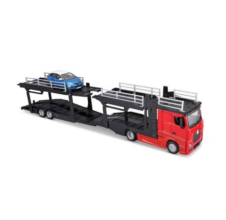 Bburago - STREET FIRE, Kamion s návěsem Multicar Carrier M-B Actros + Reanult Captur, 1:43