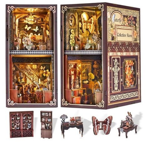 2Kids Toys 3D skládačka Zarážka na knihy Miniatura domečku Dům sběratele motýlů
