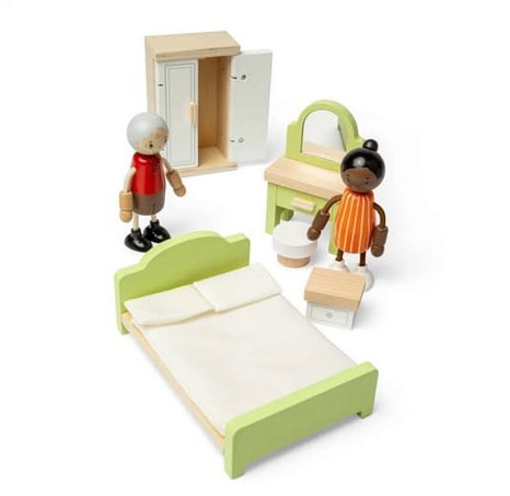 Bigjigs Toys Dřevěný nábytek do domečku pro panenky Ložnice
