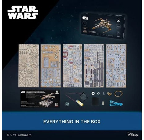 Ugears 3D dřevěná mechanická skládačka Star Wars Luke Skywalker X-Wing stíhačka