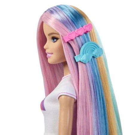 Barbie panenka duhové vlasy s třpytivým stylingem