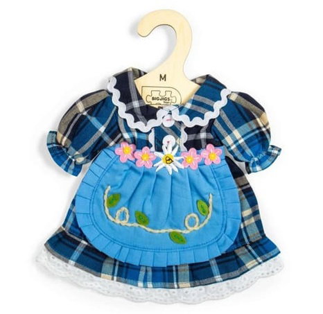 Bigjigs Toys Modré kostkované šaty pro panenku 34 cm
