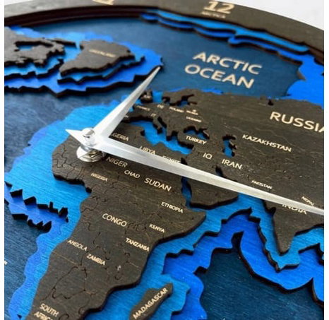BusyKids Nástěnné hodiny Mapa světa tmavé