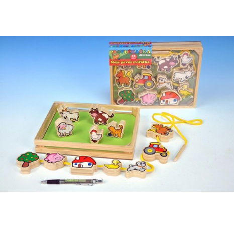 Provlékačka dřevěná Moje první zvířátka 12 dílků