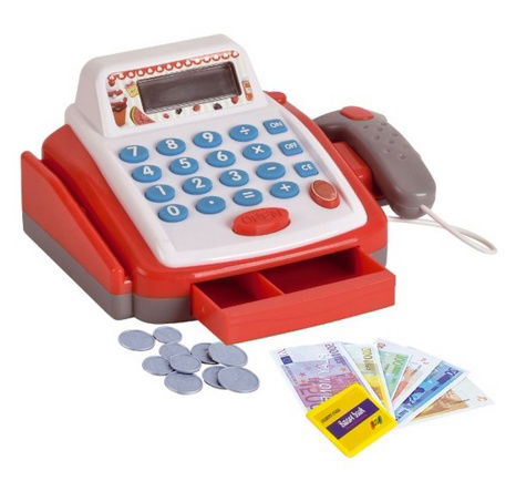 Pokladna malá digitální plast 18cm s doplňky na baterie