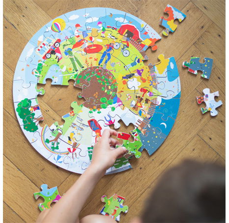 Bigjigs Toys Kulaté podlahové puzzle Čtyří roční období 50 dílků