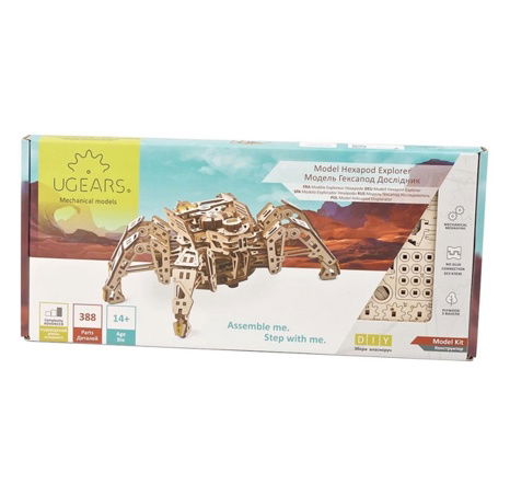 Ugears 3D dřevěné mechanické puzzle Šestinohý průzkumník (hexapod)