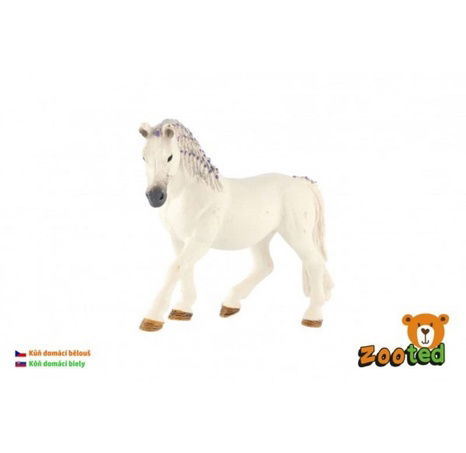 Inländisches weißes Pferd zooted Plastik 13cm in Tasche