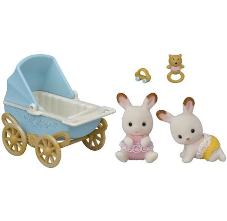 Sylvanian Families Dvojčata Chocolate králíků s kočárkem