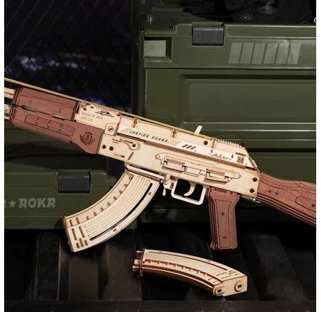 RoboTime 3D Dřevěné mechanické puzzle Útočná puška AK-47