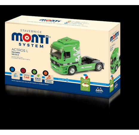 Stavebnice Monti System MS 53.2 Actros L (zelený) 1:48 v krabici 22x15x6cm