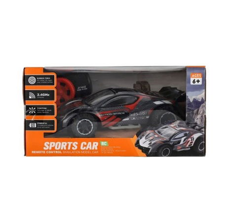 Auto RC sportovní plast 2,4GHz 20cm na baterie šedo-červené v krabici