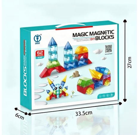 Magnetická stavebnice 3D 62 ks