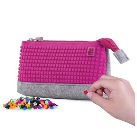 PIXIE CREW velké pouzdro ŠEDÁ/FUCHSIOVÁ