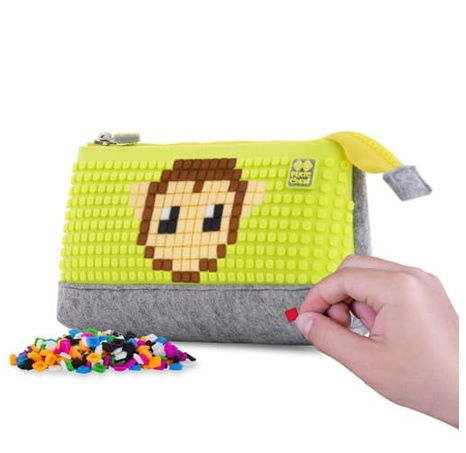 PIXIE CREW velké pouzdro ŠEDÁ/NEON ŽLUTÁ