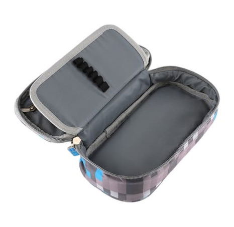 PIXIE CREW studentský penál  Šedo-modrý