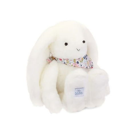 Doudou Plyšový králíček s šátkem bílý 35 cm