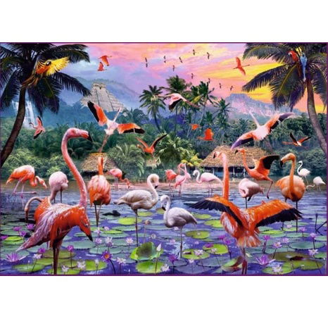 Růžoví plameňáci 1000 dílků