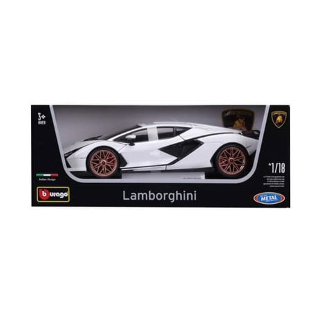 Bburago - Auta HOBBY, Lamborghini Sián FKP 37, bílá, 1:18