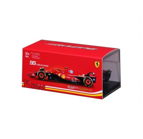 Bburago - RACE Formule F1 v dekorativním boxu, Ferrari SF-24 (2024), # 55 Carlos Sainz, 1:43