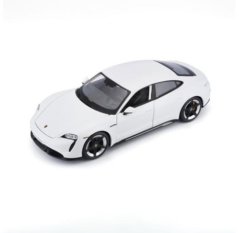 Bburago - Auta HOBBY, Porsche Taycan Turbo S, bílá, 1:24