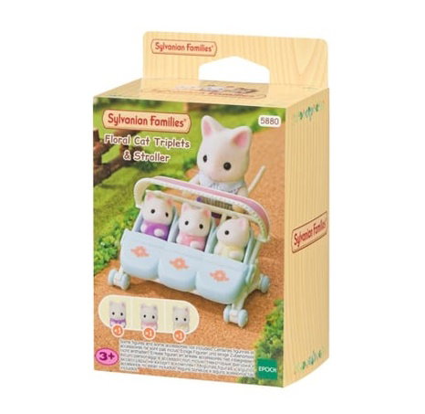 Sylvanian Families  Květinová kočičí trojčata s kočárkem