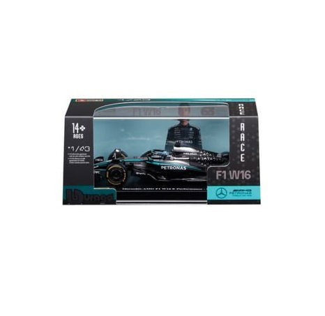 Bburago - RACE F1 v dekorativním boxu, Mercedes-AMG Petronas W16 (2025), #63 George Russell, 1:43