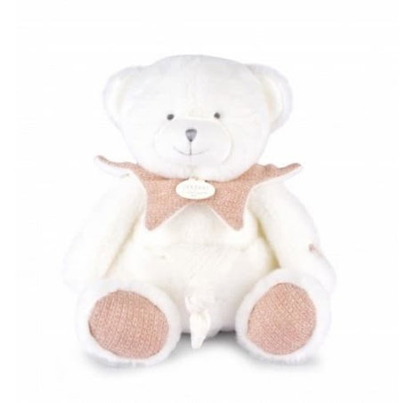Doudou Dárková sada Plyšový medvídek s dečkou 30 cm růžový