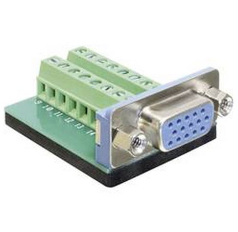 VGA konektor Delock 65170, zásuvka, vestavná vertikální, pólů 16, stříbrná, 1 ks