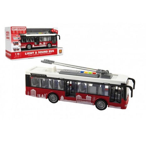 Plastik Bus/Wagen 28cm auf Schwungrad auf Batterie. mit Licht und Ton