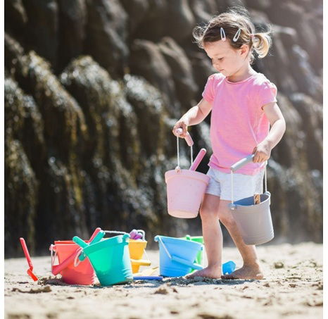 Bigjigs Toys Plážový kyblíček tmavě růžový