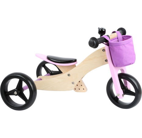 Kleiner Fuß hölzernes Dreirad 2 in 1 Rosa