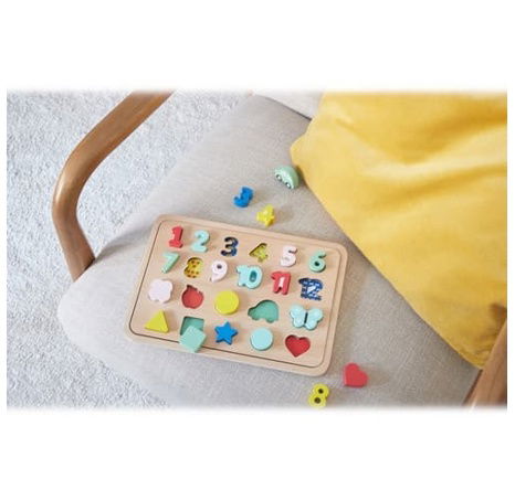 Petit Collage Vkládací puzzle s čísly a tvary vícejazyčné