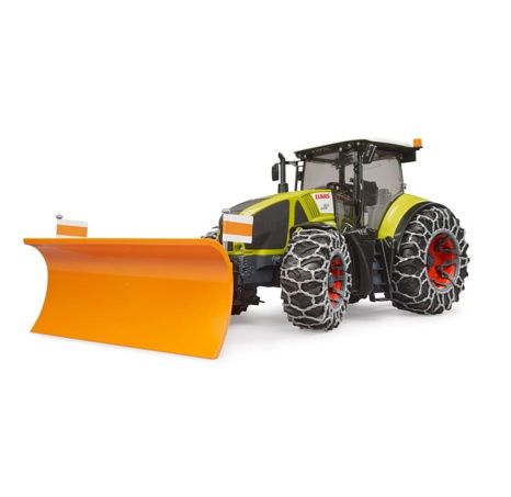 Bruder 3018 Traktor Claas Axion 950 se sněhovými řetězy a radlicí