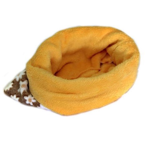 Marysa pelíšek 3v1 pro štěňátka/koťátka, hnědý-kytky/žlutý
