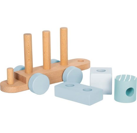 small foot Nasazování Dřevěný vláček modrý