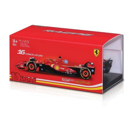 Bburago - RACE Formule F1 v dekorativním boxu, Ferrari SF-24 (2024), #16 Charles Leclerc, 1:43