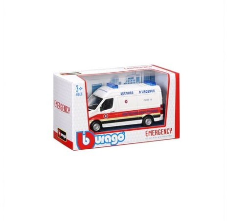 Bburago - EMERGENCY, Vozidlo záchranné služby - Mercedes-Benz Sprinter, Paris, 1:50