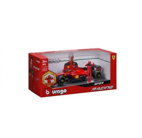 Bburago - FORMULA RACING, F1 Ferrari SF-23 (2023) s figurkou jezdce, #16 Charles Leclerc, 1:24