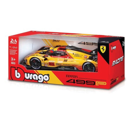 Bburago - RACING, Ferrari 499P - 24h Le Mans Livery 2024, žlutá, 1:24