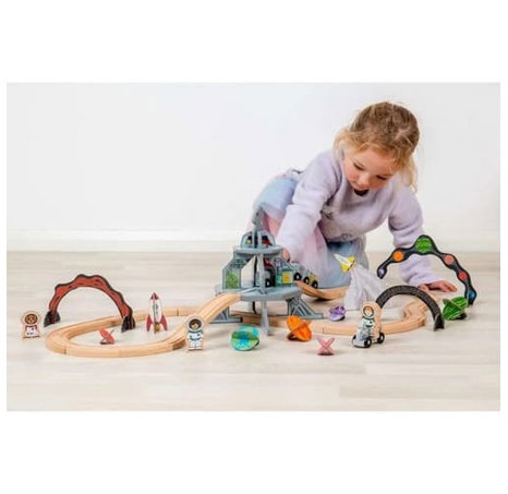 Bigjigs Rail Dřevěná vesmírná vláčkodráha