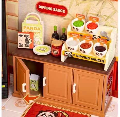 RoboTime 3D dřevěná skládačka Miniatura domečku Asijské bistro Panda Hot Pot
